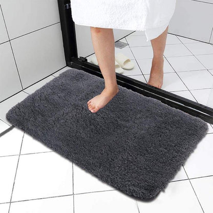 Seavish Shaggy Bathroom Rug, L-Shaped Dark Grey Bath Mat, Non Slip Corner  Shower Mat, Water Absorbent Soft Bath Rug, Fluffy Washable Rug Carpet for